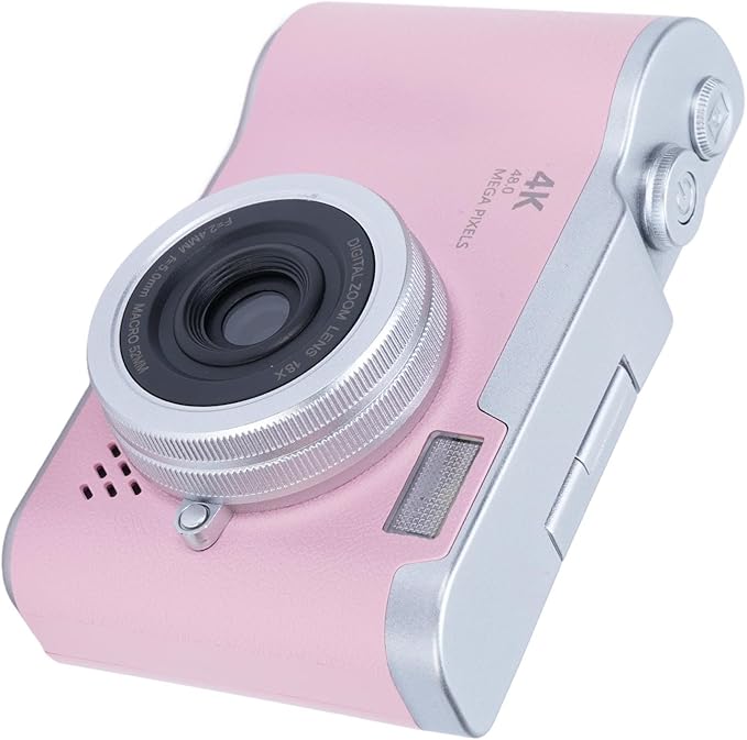 48MP Digital Camera, 1080P Video Camera, 8X Zoom, 2.4 Inch HD Flip Screen, LED Fill Light, Long Battery Life, with Multiple Functions for Entertaining Photography (Rose)