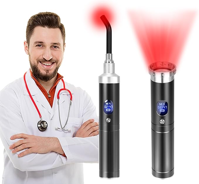 Cold Sore Red Light Therapy Infrared Light Therapy for Joints, Muscle and Nerve Pain, with Detachable Function, for Any Part of The Body (Black with LCD Display)