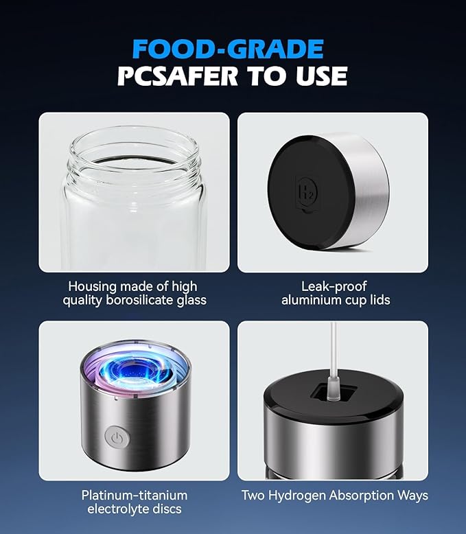 6.0 Upgrade Hydrogen Water Bottle & Hydrogen Absorption 【SGS Certification - 5000PPB】 Hydrogen Water Bottle 【NO.1-24-Hour Hydrogen Lock】 2026 SPE PEM Technique, Double Hydrogen Content - Silver