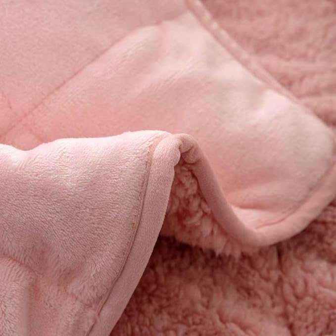 Sherpa 3lb Weighted Blanket for Adult, Both Sides Reversible Velvet Soft Plush Weighted Heavy Blanket for All Season Pink 36in*48in