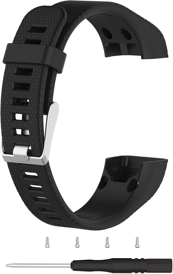 TenCloud Strap Compatible with Vivosmart HR+ Bands Replacement Striped Sport Straps with Tool Kits for Garmin vívosmart HR Plus Tracker (Black)