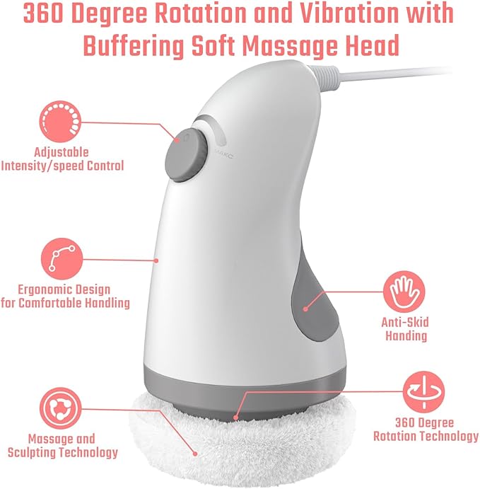 cotsoco Cellulite Massager, Body Sculptor for Belly Fat with 6 Skin Friendly Washable Pads Handheld Body Sculpting Machine for Belly, Waist, Butt Arms, Legs - Full Body Sculpting Massager at Home