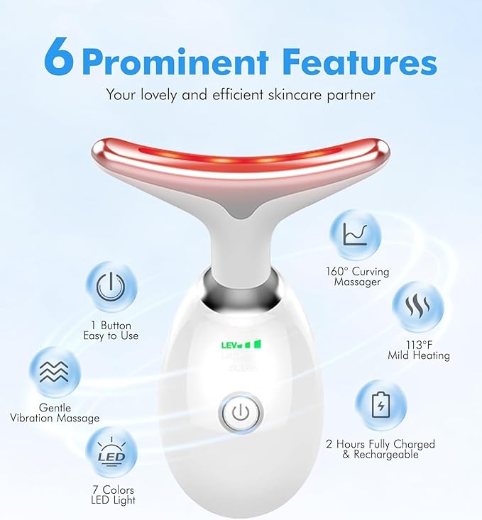 Based Face Beauty Device, Multifunctional Facial Massager, 7 Color Portable Face Massager Tool for Skin Care