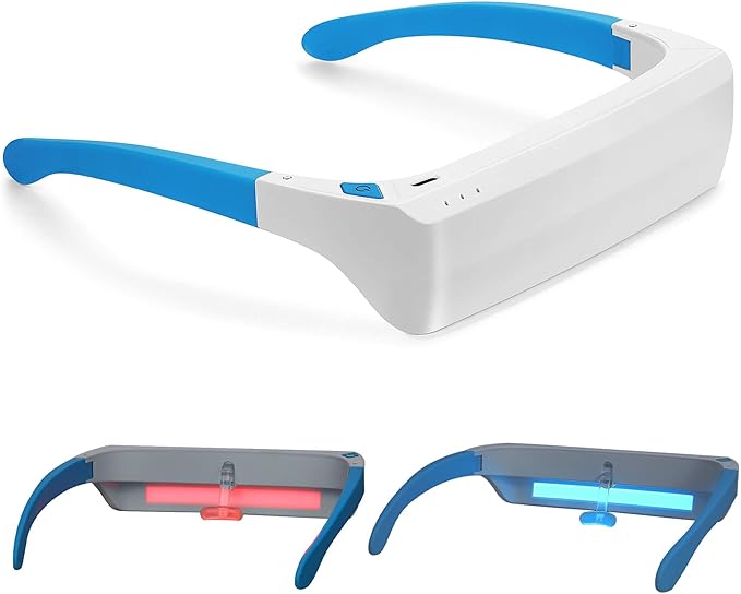 Red Light Therapy Glasses 670nm – Eye Comfort & Visual Wellness, Blue Light Therapy Support for Sleep, Circadian Rhythm, Jet Lag & Seasonal Mood, Red & Blue (2-in-1)