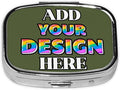 Custom Medicine Pill Organizer, Medicine Pill Box Case Container Travel Pill Holder Vitamin for Purse Med Wallet Portable Mini Pastillero Square, Army Green, Personalized Gifts