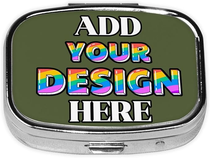 Custom Medicine Pill Organizer, Medicine Pill Box Case Container Travel Pill Holder Vitamin for Purse Med Wallet Portable Mini Pastillero Square, Army Green, Personalized Gifts