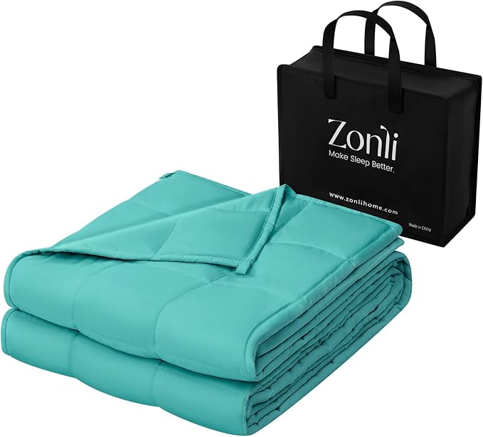 ZonLi Weighted Blanket for Adults(60"x80",20lbs, Dark Green) Queen Size High Breathability Cooling Heavy Blanket, Soft Material with Premium Glass Beads,All-Season.