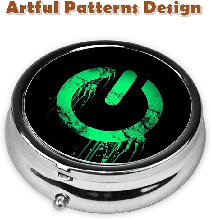Metal Pill Organizer - 3-Compartment Mini Round Pill Case for Pocket & Purse, Portable Vitamin Holder, Easy-Open Design for Travel - Power Button