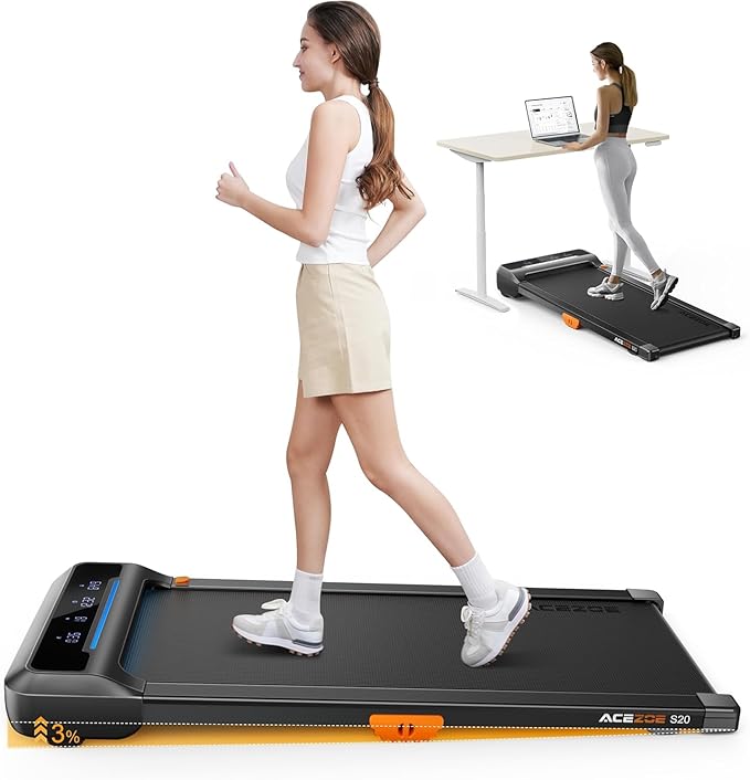 Walking Pad Treadmill with 10% Incline, Under Desk Treadmill, Compact Portable Treadmills for Home Office, 285lbs Capacity, APP/Remote Control, Exercise Anytime, Low-Noise