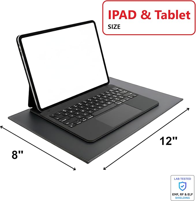 EMF Laptop Tray - Shielding ELF and RF from Computer, Tablets, Cell Phones, Black (8" x 12")