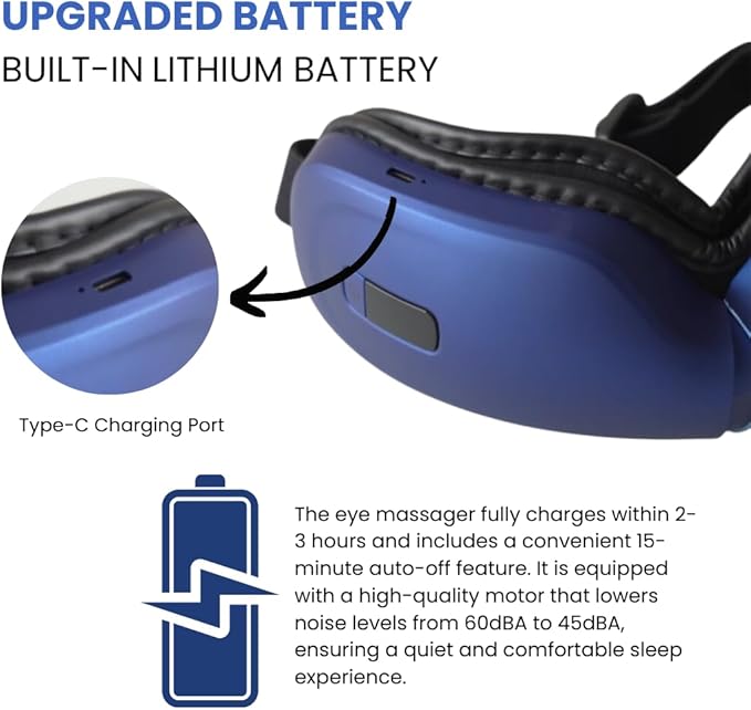 Eye Massager With Heat and Bluetooth Music - Heated Mask for Migraine Relief & Reduce Strain, Dry Eyes - Wireless Sleep Mask for Improving Sleeping - Gifts for Women Men