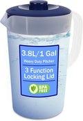 Water Pitcher with Lid 1 Gallon Pitcher, Freezer/Dishwasher Safe, BPA Free & Phthalate Free - Navy