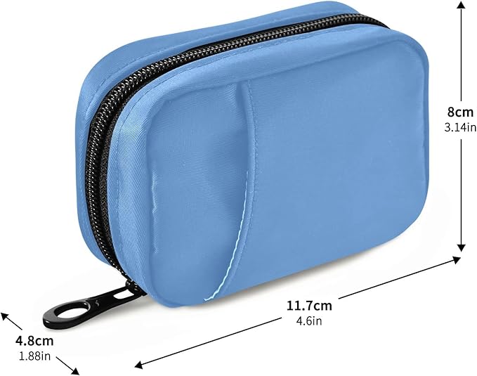Pill Box 7 Day Pill Case Travel Pill Organizer Bag with Zipper Portable Weekly Case Compact Size for Vitamin Supplement Holder, Solid Color Sky Blue