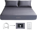 Grounding Sheets Grounded King Size Fitted Sheet,Cotton + Silver Fiber,14" Deep Pocket Earth Connected Bed Sheet(76"x80"x14",Grey)