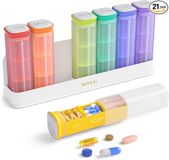 Weekly Pill Organizer 3X a Day, Detachable Pill Box 7 Day, Large 3 Times Daily Pill Case, Travel Pill Container Holder, Week Medication Dispenser Pillbox for Vitamin Supplement Medicine, White