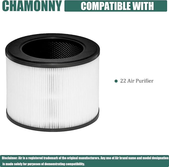 MA-22 True HEPA Replacement Filter, Compatible with MA Series MA-22 Air Purifier, 3-in-1 H13 True HEPA Filter and Activated Carbon Filter, 2 Pack