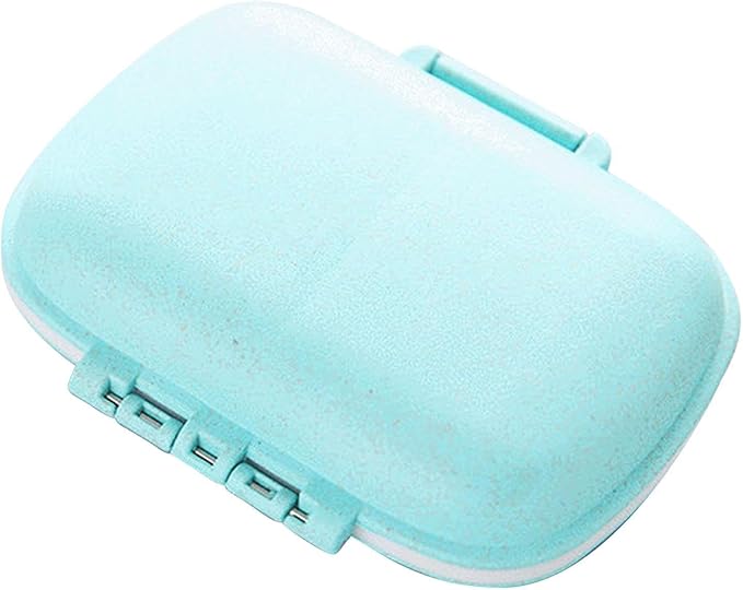8 Compartment Pill Case - Portable Medicine Holder | Moisture Proof Travel Pill Organizer | Tablet Storage Dispenser | Daily vitaamin Supplement Container | Small Pill Box For Pills, Cod Liver Oil, Fi
