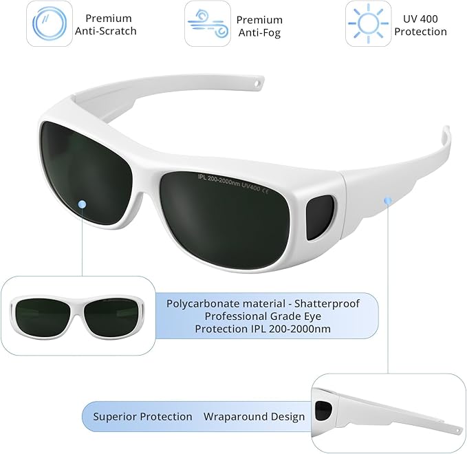 IPL Laser Safety Glasses 200nm-2000nm Protective Goggles for Laser Hair Removal and Cosmetology