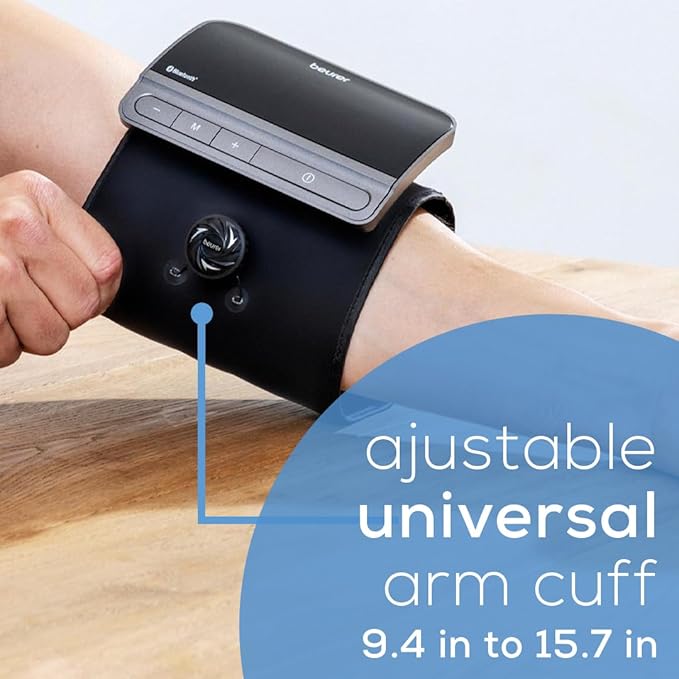 Beurer BM81 easyLock Automatic Upper Arm Blood Pressure Monitor, Smart Cuff Without Cables for Fast Measurement, Data Transfer to Apple Health and co, Bluetooth, 240 Memory Sets