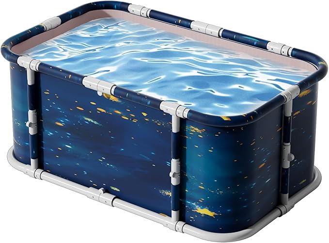 Simcat 45" Large Portable Foldable Bathtub Adult, Separate Family-Friendly SPA Therapy Tub Soaking, Hot SPA/Ice Bath Tub (Cosmic planets)