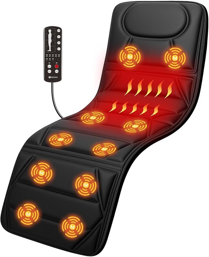 CooCoCo Full Body Massage Mat with Heat, Back Massager for Sofa, Bed, Birthday Gifts for Mom Dad Women Men, 10 Motors Vibrating Massaging Mattress, Massage Pad, Back Massage for Husband Wife
