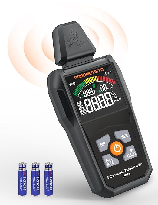 EMF Meter Radiation Detector, ET01Pro EMF Detector, 5-in-1 Electromagnetic Field & Radio Frequency Detector for Home Use & Office EMF Inspections,Ghost Hunting Equipment