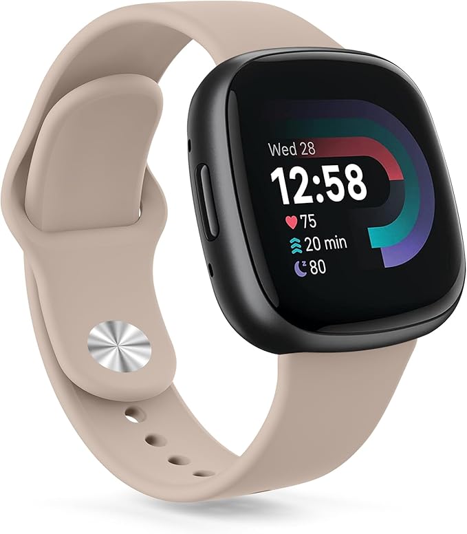 AK Silicone Bands Compatible with Fitbit Versa 4 & Sense 2, Soft Straps Replacement Wristbands for Fitbit Versa 3 & 4 / Sense & 2 Smart Watch (Milk Tea)