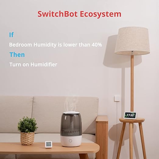 SwitchBot Room Thermometer Hygrometer Indoor, Bluetooth Digital Temperature Monitor with Free Data Storage, Dewpoint/VPD/Absolute Humidity, Hygrometer Indoor Humidity Meter, Thermometer for Home