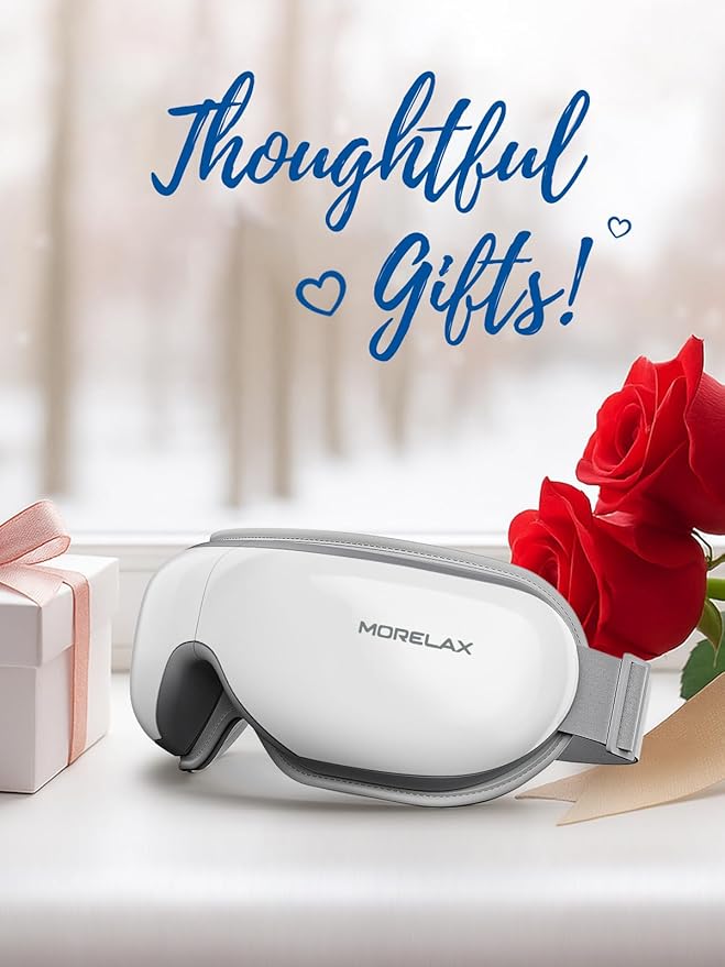 Morelax Eye Massager with Heat & Bluetooth Music, Birthday Gifts for Women, Reduce Eye Strain, Headache Relief and Improve Sleep, Eye Care Device for Migraine, Gifts for mom/Sister/Wife