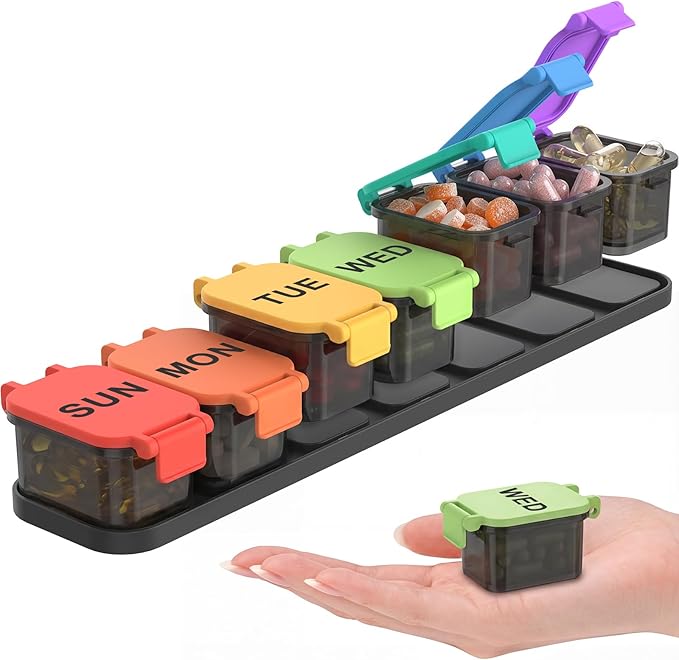 Extra Large Weekly Pill Organizer - Waterproof 7-Day Pill Box, Portable Vitamin & Supplement Case, Easy to Open Design, Ideal for Travel and Daily Medication Management