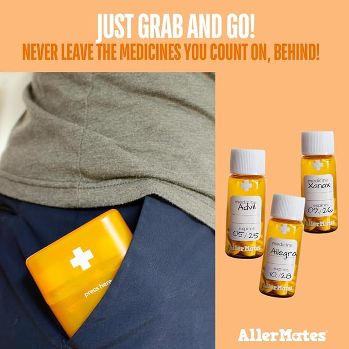 Travel Size Bottles for Medicines (Liquid or Pills) Carrying Case - Amber 3 Pack