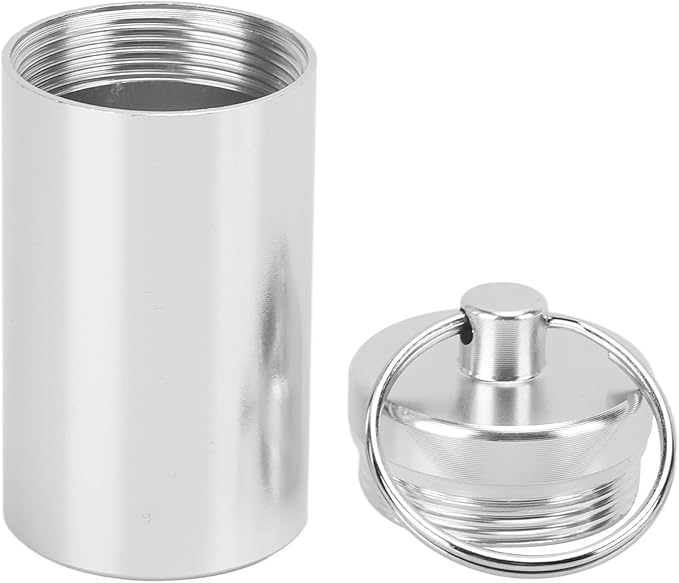 VBESTLIFE Keychain Pill Holder, Mini Portable Waterproof Aluminium Medicine Box Container Case Bottle for Outdoor Travel Camping