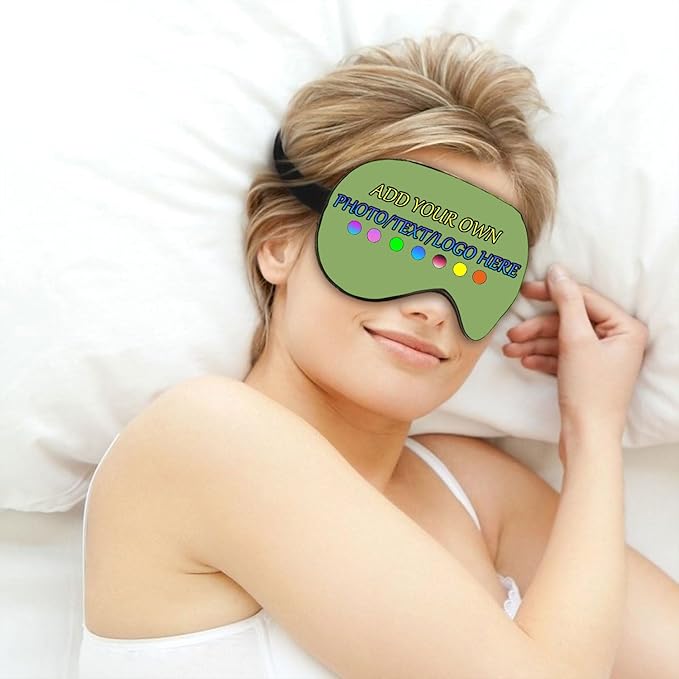 Personalized Eye Mask, Custom Eyeshade Blindfold Add Your Design Image Text Customized Eye Cover with Adjustable Strap for Sleeping Travel Work Naps Blocks Light, Fruit Green