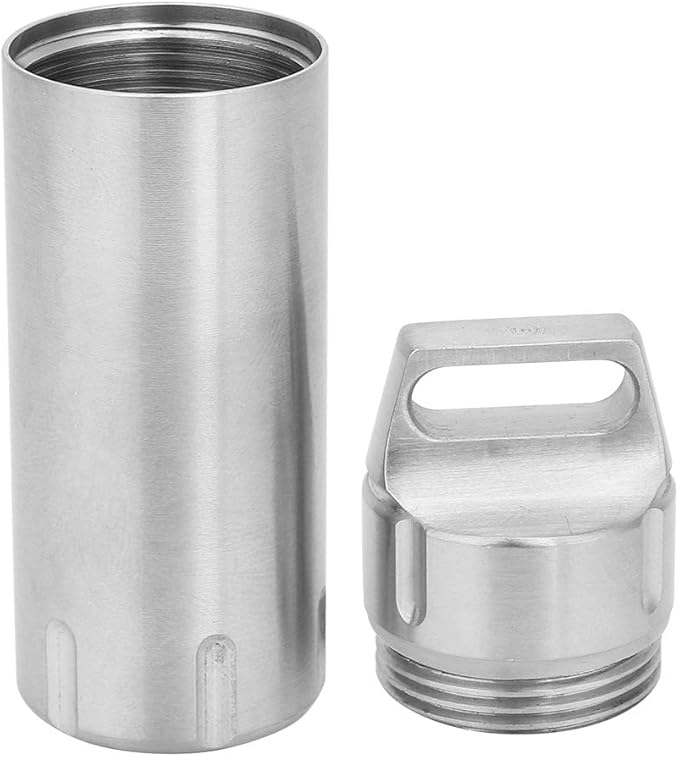 Organizers, Portable Box Case Stainless Steel Pills Case Container Bottles Keychain for Women Man Elderly Outdoor Sports Travel Holder (Steel Color)