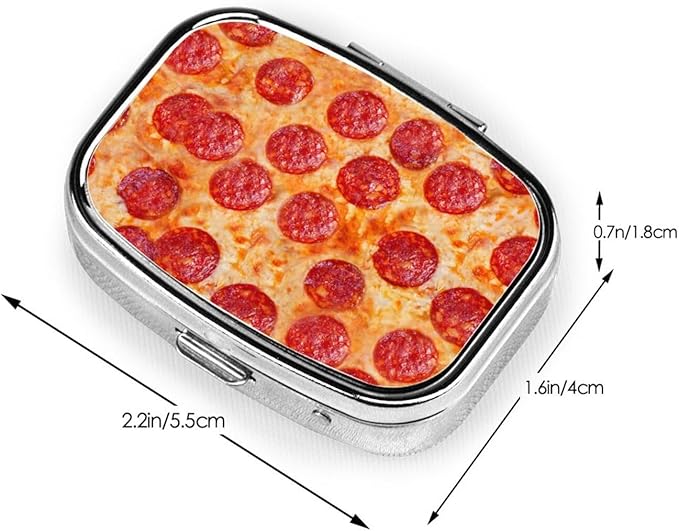Small Pill Case Pizza, Travel Pill Organizer Pill Box Portable Medicine Organizer, Cute Pill Holder Container for Vitamin, Fish Oil