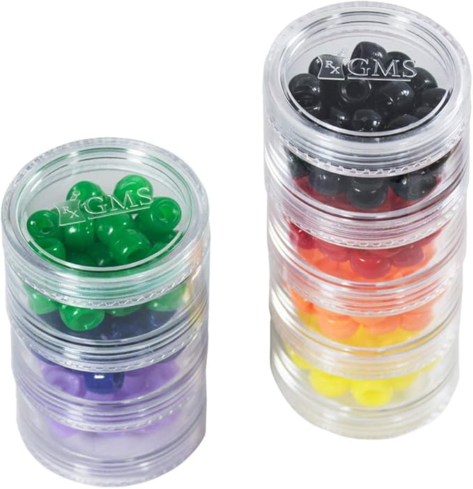 GMS Small 7 Day Stack-able Pill Organizer Case for Medication, Vitamins, and Supplements with 7 Lids - one for Each Portable and Removable Container (Clear)