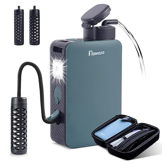 Portable Electric Water Filter - 0.01 Micron Outdoor Camping Water Purifier for Hiking, Camping Water Filtration System Survival,Travel and Emergency-Green