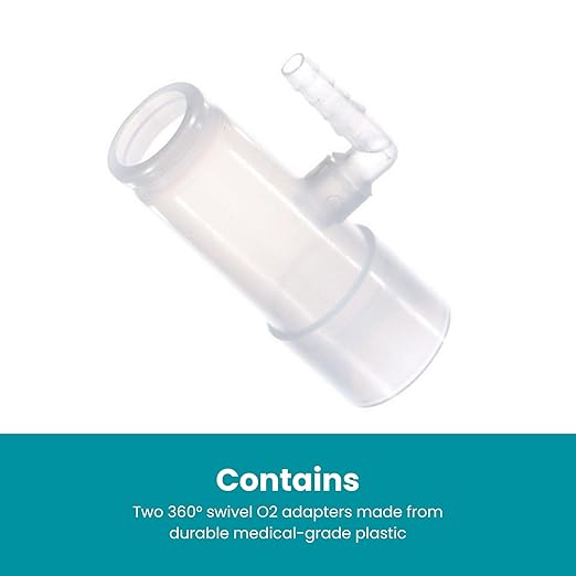 2-Pack LifeSource Oxygen Enrichment Adapter, Oxygen Connector. CPAP Tube Adapter.