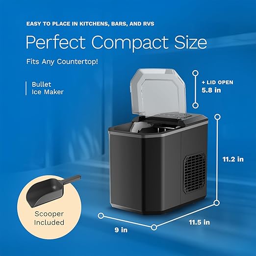 hOmeLabs Countertop Ice Maker – 9 Ice Cubes in Just 6 Minutes, 26lbs in 24Hrs, 2 Ice Sizes, Self-Cleaning, Includes Ice Scoop & 5 Ice Bags, Black Portable Ice Maker for Home/Kitchen/Bar/Dorm/RV