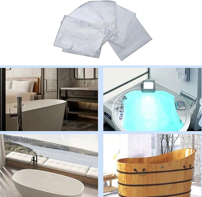 10 Pack Disposable Ice Bath Tub Cover Liner Transparent Plastic Portable Bathtub Liner Covers for 105 Gallons Ice Tub Portable Bath Tub Cold Plunge Tub Inflatable Ice Bath Barrel Plunge Pool