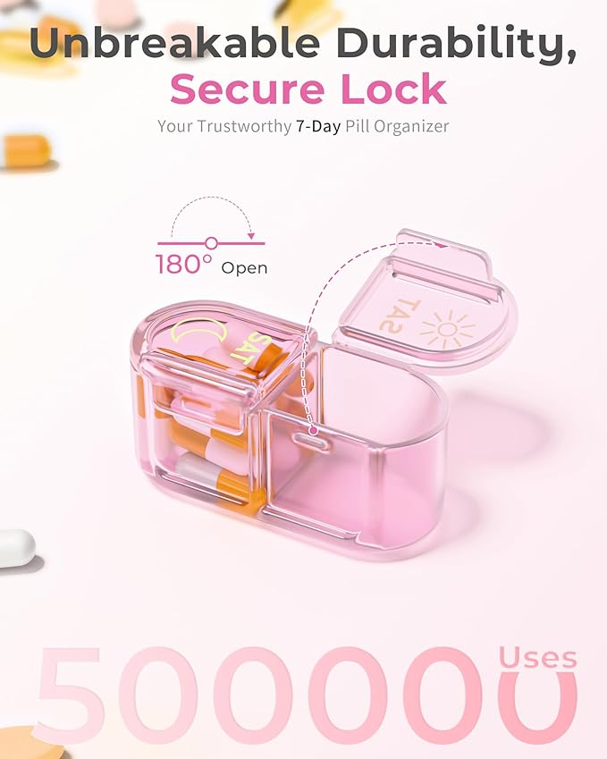 Pill Organizer 2 Times a Day, AM PM Pill Organizer 7 Day, Weekly Pill Box 2 Twice a Day, Travel Pill Case 7 Days, Medicine Organizer for Medication, Vitamins, Fish Oils, Supplements