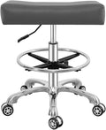 Antlu Adjustable Rolling Swivel Stool Chair for Massage Office Tattoo Kitchen, Work Stool with Wheels (Grey, with Foot Ring)