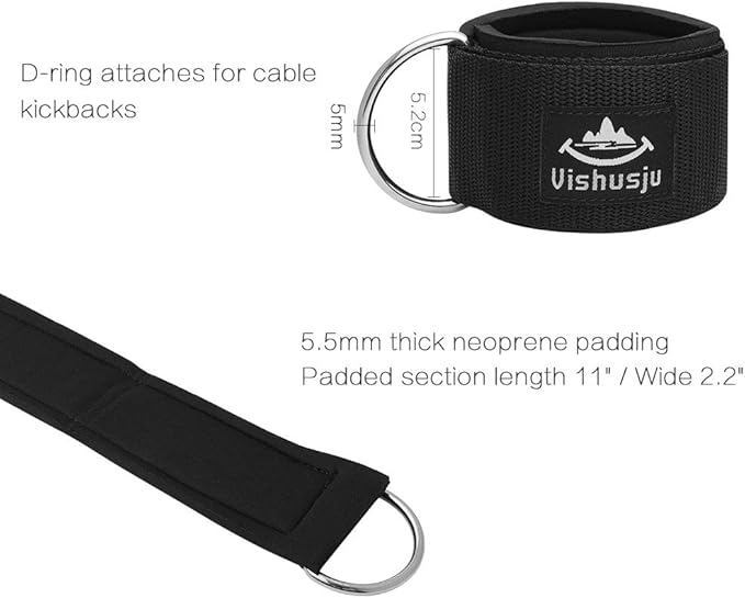 Ankle Straps Wrist Cuffs 5.5mm Neoprene Padded Large D-Ring for Cable Machines Fitness Legs Exercise Attachment Adjustable