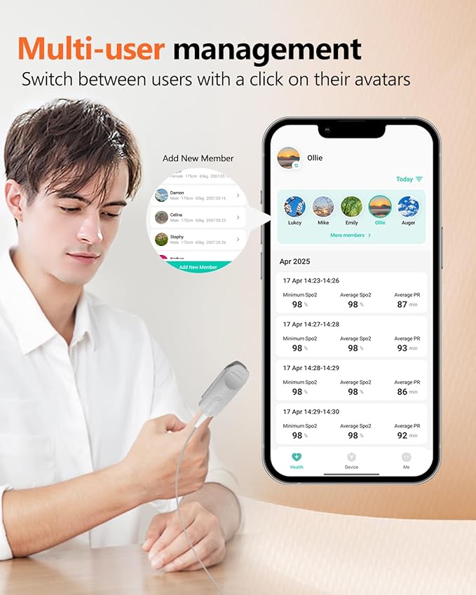 Pulse Oximeter Rechargeable Fingertip Pulse Ox, Handheld Pulse Oximeter, HealthTree Finger Blood Oxygen Saturation Monitor with SpO2 & Pulse Rate, Portable Oxygen Meter Finger for Adults