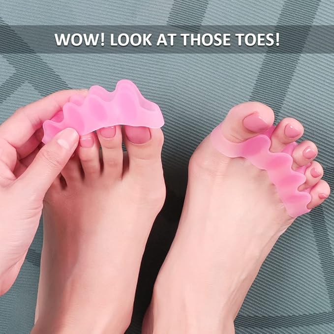 4 Pcs Toe Separator,Bunion Corrector for Women Men Toe Spacers to Correct Bunions Yoga Toes Straightener Stretcher Big Toes Correctors Gel Separators (Blue+Pink)