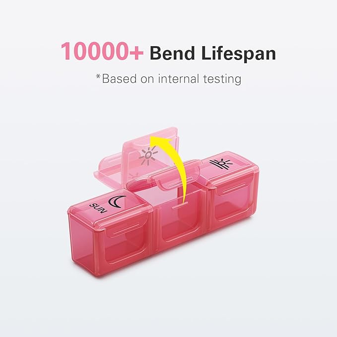 BUG HULL Pill Organizer 3 Times a Day, Large Weekly Medicine Pill Organizer 3X a Day, 7 Day Pill Box Cases Morning Noon Evening for Vitamin, Cod-Liver Oil, Supplements (Rainbow Black)