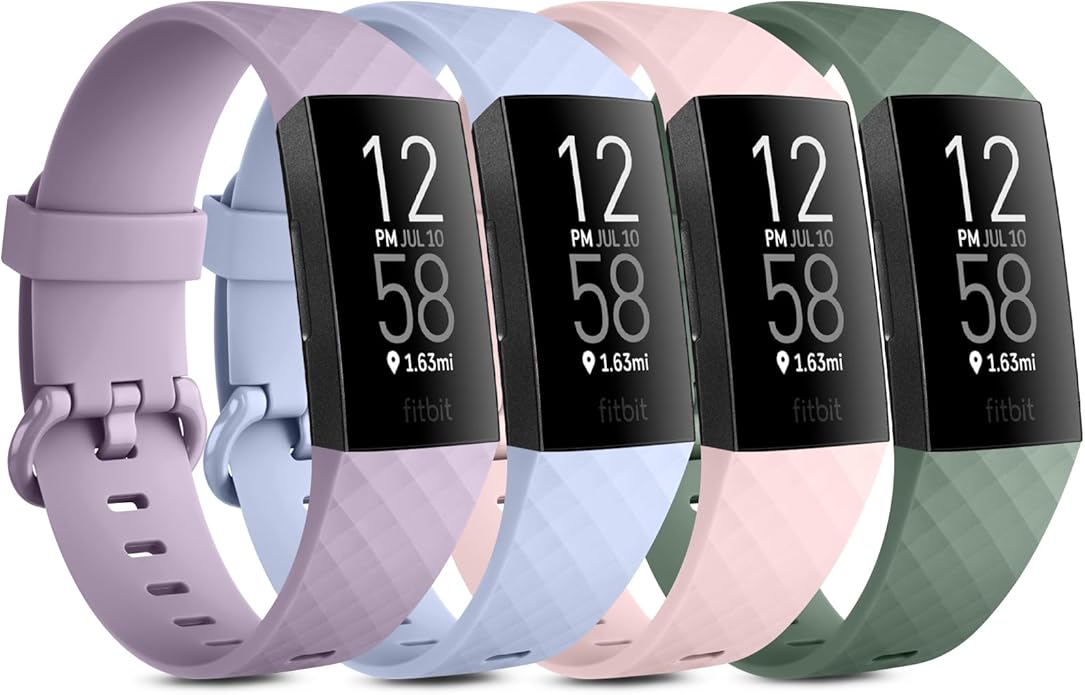 Vancle Bands for Fitbit Charge 4 Bands/Fitbit Charge 3 Bands Women Men[4 PACK], Classic Soft Replacement Sport Straps Wristbands for Fitbit Charge 4 / Charge 3 Fitness & Health Tracker