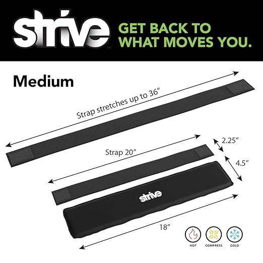 Strive Hot & Cold Therapy Compression Sleeve, Provides Soothing Relief and Support, Adjustable Compression for Comfortable Healing, Comfort Design for Injury and Muscle Recovery, Medium, Black
