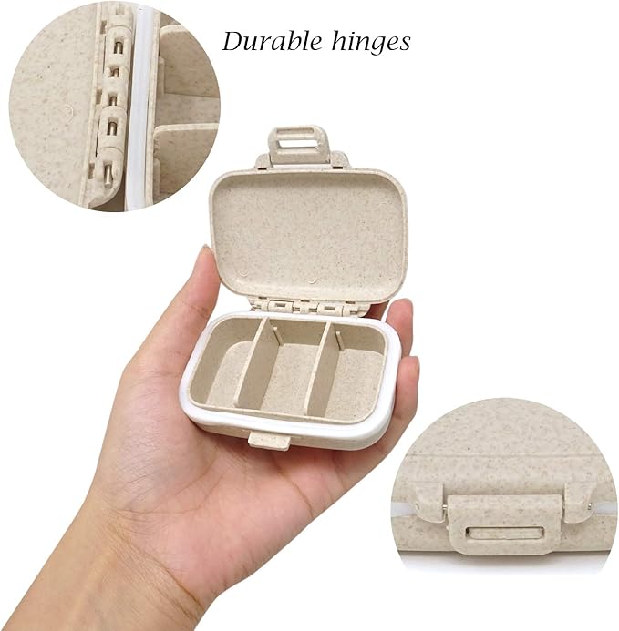 Honbay Vitamin Organizer Box Portable Travel Pill Case Healthy Eco-Friendly Wheat Straw Small Pill Box (Primary Color)