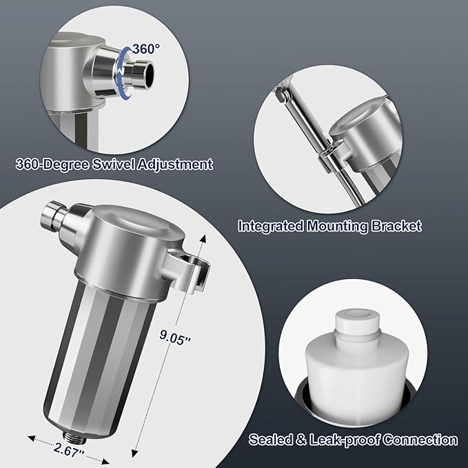 25+Stage Handheld Shower Water Filter with KDF 55 - Advanced Remove Heavy Metals and Chlorine, Leak-Proof Aluminum Design, Suitable for Sensitive Skin and Hair Care